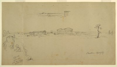 Kilátás a bazilikára és a Neptunusz-templomra, Paestum, Olaszország alkotó: Frederic Edwin Church