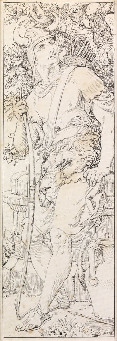 Bátorság a Mennybemenetel Kápolnájához (toll és tinta) alkotó: Frederic James Shields
