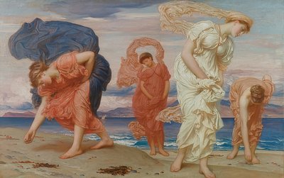 Görög lányok kavicsokat szedegetnek a tengerparton. 1871 körül alkotó: Frederic Leighton