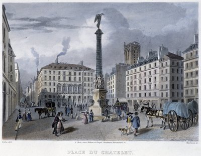 Place du Chatelet – Martens „”Párizsában 1832-ben”. alkotó: Frederic Martens