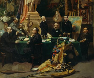 Jules Ferry (1832-1893) köszönti a kolóniák küldötteit 1892 novemberében alkotó: Frederic Regamey