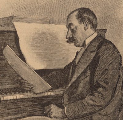 André Messager zongoraművész és zeneszerző portréja 1853-1929, 1891. alkotó: Frederic Regamey