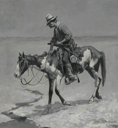 Egy texasi póni, 1889 (olaj, kompozíciós tábla) alkotó: Frederic Remington