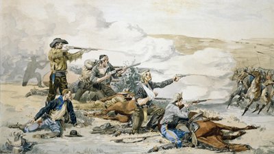 Csata a Beecher-szigetnél alkotó: Frederic Remington