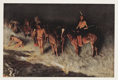 Fire on the Prairie, Colliers Weekly, pub.1908 alkotó: Frederic Remington