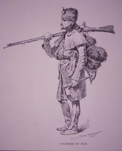 Francia-kanadai szőrmecsapda Coureur du Bois alkotó: Frederic Remington