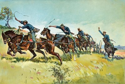 Grimes akkumulátora felmegy az El Pozo-dombra alkotó: Frederic Remington
