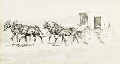 Williamson egyik színpada, 1892 körül (toll és ecset, fekete tinta és kínai fehér a papíron) alkotó: Frederic Remington