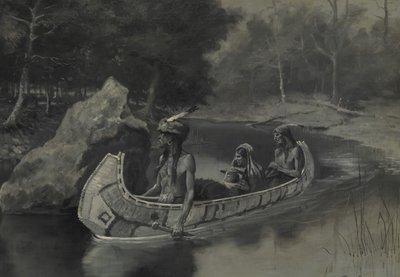Bedobta It Sheert a folyóba . . . Ahol még mindig látható nyáron, 1889. alkotó: Frederic Remington