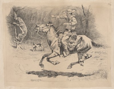 Lójának serkentése üldözésben alkotó: Frederic Remington