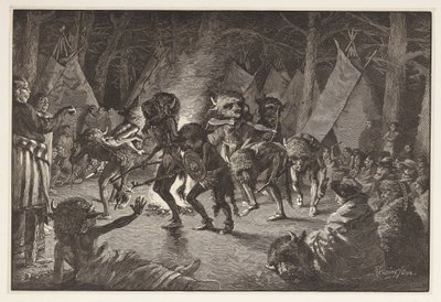The Buffalo Dance, a Harpers Weekly-től, 1887-es kocsma alkotó: Frederic Remington