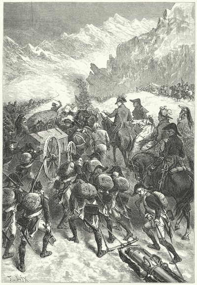 Napóleon vezeti seregét az Alpokon alkotó: Frederic Theodore (after) Lix