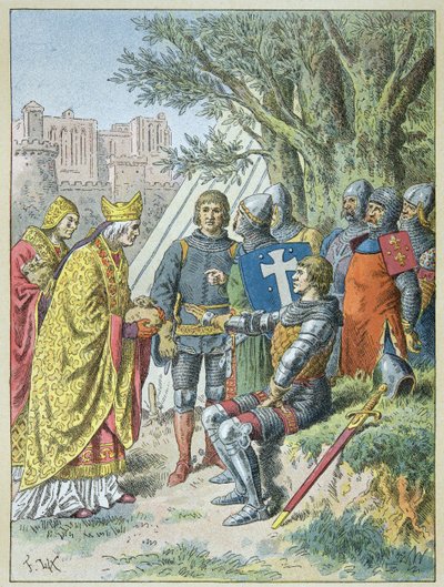 Bertrand Du Guesclin haragot kapott, hogy megtartsa Avignont alkotó: Frederic Theodore Lix