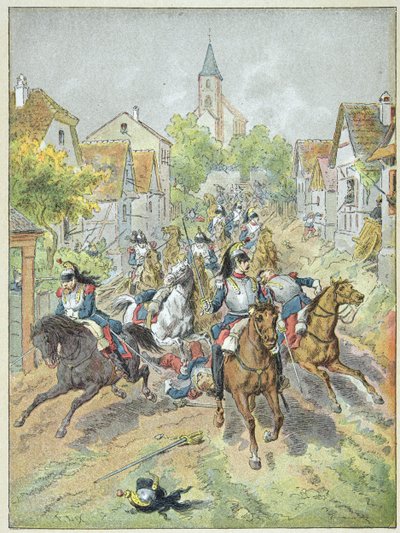 A francia cuirassiers megtámadása a reichshoffeni csata során, augusztus 6-án alkotó: Frederic Theodore Lix