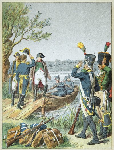 Napóleon Bonaparte és Massena a de Lobau-n az esslingi csata után, május 22. alkotó: Frederic Theodore Lix