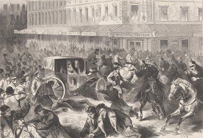 Zasulich Vera 1878. január 24-én lövi le a pétervári kormányzót, Trepov tábornokot, 1878. alkotó: Frederic Theodore Lix