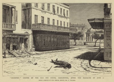 Kihalt, a Rue des Soeurs sarka, Alexandria, a június 11-i mészárlás után alkotó: Frederic Villiers