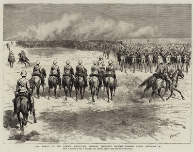 A menet a Gakdul Wellsbe, Sir Herbert Stewart oszlopa elhagyja Kortit, december 30. alkotó: Frederic Villiers