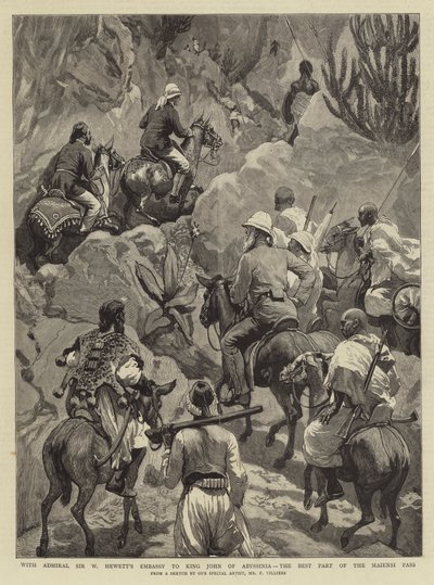 Sir W Hewett admirális János abesszíniai királynál tartott nagykövetségével, a Maiensi-hágó legjobb részével alkotó: Frederic Villiers