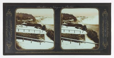 Téli Niagara -vízesés, általános nézet az amerikai oldalról alkotó: Frederic and William Langenheim