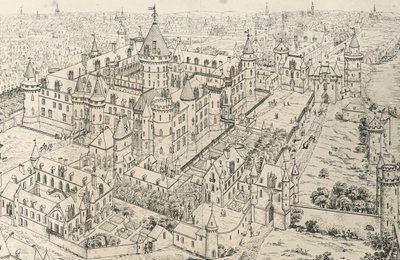 A párizsi Louvre V. Károly idején, Wise (14. század), Frederic de Clarac (1777-1847) rajza, Franciaország alkotó: Frederic de Clarac