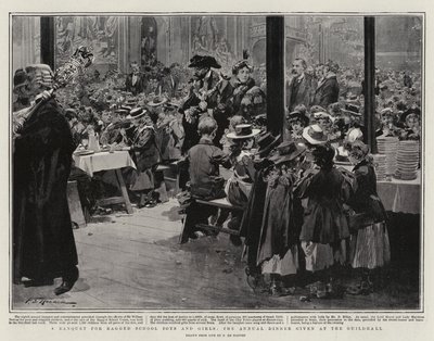Bankett rongyos iskolás fiúknak és lányoknak, az éves vacsora a Guildhallban alkotó: Frederic de Haenen