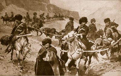Kozák mentőkonvoj a kaukázusi hegyekben, 1914-19 alkotó: Frederic de Haenen