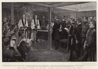Azok számára, akik veszélyben vannak a tengeren, vasárnapi istentisztelet az Ophir fedélzetén alkotó: Frederic de Haenen