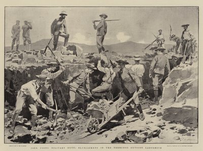 Jack katonai szolgálatot teljesít, kékkabátos a lövészárokban Ladysmith mellett alkotó: Frederic de Haenen
