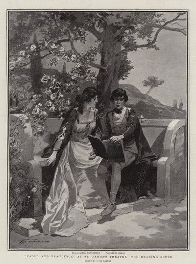 Paolo és Francesca a Szent Jakab Színházban, az olvasási jelenetben alkotó: Frederic de Haenen