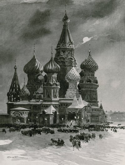 A Szent Bazil-templom a Place Rouge-on karácsony este alkotó: Frederic de Haenen