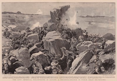 The City Imperial Volunteers in Action, egy felderítő haderő Britstown közelében alkotó: Frederic de Haenen