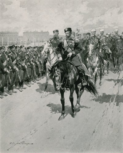 A cár a csapatait vizsgálja alkotó: Frederic de Haenen
