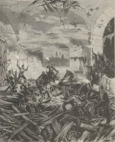 A Téli Palota a robbanás után, 1880. február 17-én este. alkotó: Frederic de Haenen