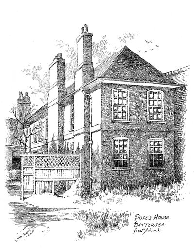 Alexander Popes háza, Battersea, London, 1912 alkotó: Frederick Adcock