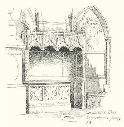 Chaucer sírja, Westminster apátság (litográfia) alkotó: Frederick Adcock
