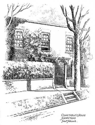 John Constables háza, Hampstead, London, 1912 alkotó: Frederick Adcock