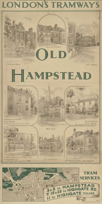 Old Hampstead, villamosközlekedés alkotó: Frederick Adcock