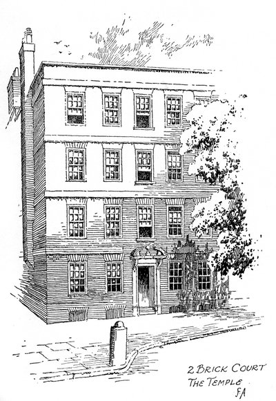 Oliver Goldsmiths ház, 2 Brick Court, Temple, London, 1912 alkotó: Frederick Adcock