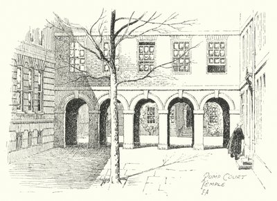 Pump Court, Temple (litográfia) alkotó: Frederick Adcock