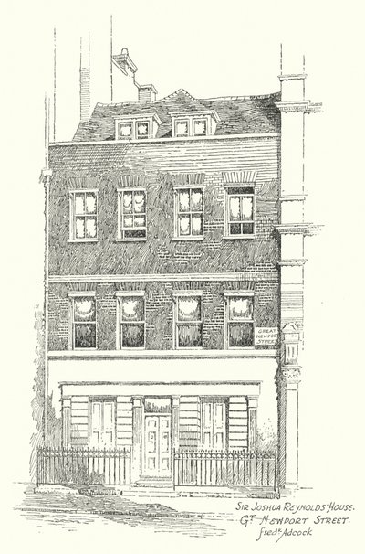 Sir Joshua Reynolds háza, Great Newport Street (litográfia) alkotó: Frederick Adcock