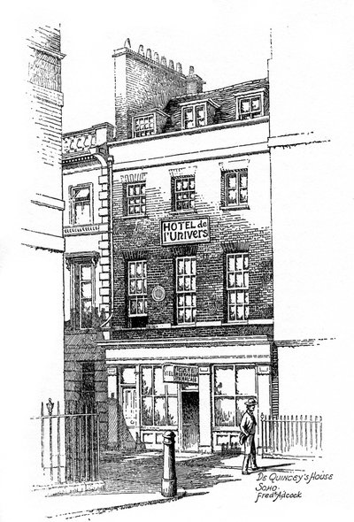 Thomas de Quincey ház, Soho, London, 1912 alkotó: Frederick Adcock