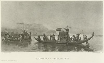 Egy múmia temetése a Níluson (mélynyomás) alkotó: Frederick Arthur Bridgman