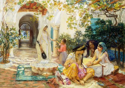 Egy faluban El Biarban, Algírban, alkotó: Frederick Arthur Bridgman