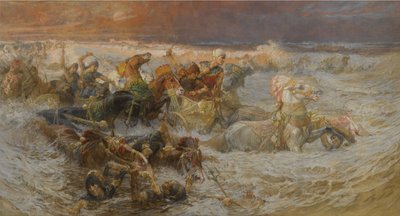 A fáraók hadserege elnyelte a Vörös-tengert alkotó: Frederick Arthur Bridgman