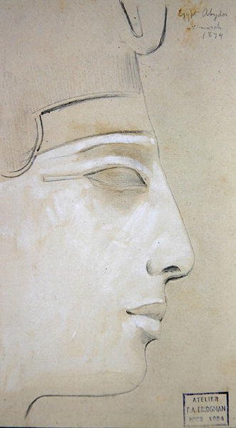 Tanulmányozás I. Seti profiljának domborművéről I. Seti templomában, Abydos alkotó: Frederick Arthur Bridgman
