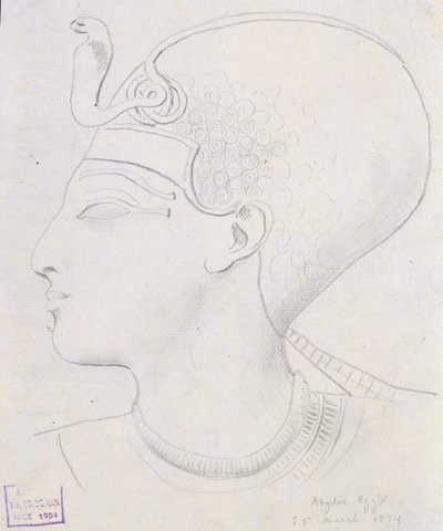 I. Szeti (i. e. 1394-1279) fejének domborművének tanulmányozása az I. Szeti templomban, Abüdosz, 1874 alkotó: Frederick Arthur Bridgman