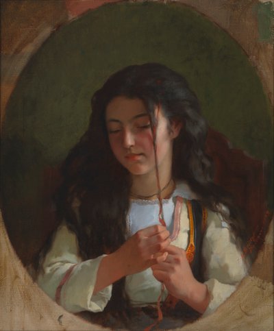 Tanulmány egy fiatal lányról, Pont Aven, 1869. alkotó: Frederick Arthur Bridgman