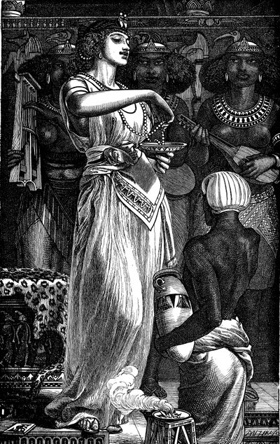 Kleopátra VII. Kr.e. 69-30, Egyiptom királynője, gyöngyöket old a borban, 1866 alkotó: Frederick Augustus Sandys