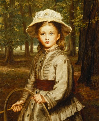 Egy fiatal lány karikával játszik, alkotó: Frederick Bacon Barwell